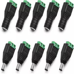 CHANZON 5 x Male Female DC Power Connector 5.5mm 12V 24V Jack Socket for Led Strip CCTV Security