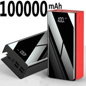 100000 mAh 보조베터리 4 USB 2.1A 고속 충전 Poverbank iPhone 14 13 12 용 외장 배터리 Samsung Xiaomi