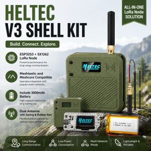 메쉬스타틱 헬텍 V3 ESP32 LoRa 32 개발 보드 키트 케이스 (3000mAh 배터리, OLED, USB C, WiFi, 블루투스,