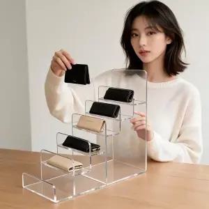 (타입 6단)아크릴 진열대 6단 지갑 거치대 가방 진열장 소품 정리대 디스플레이 샵