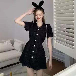 학생 모임 반팔 버튼 미팅 트위드 하객룩 피로연 상견례 결혼식 여자 원피스
