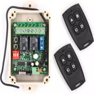 Solidremote 12V - 24V 보안 무선 RF 리모컨 릴레이 스위치 차고문 개폐기 LED 조명 등용 2송신기 포함
