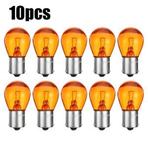 10Pcs/2pcs 자동차 표시 등 브레이크 역방향 램프 주차 조명 LED 전구 12V 1156 BAU15S PY21W 앰버 노란색