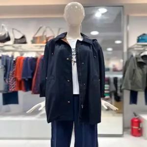 크로커다일 레이디 탈부착 배색 후드 롱코트 CLEFCT102