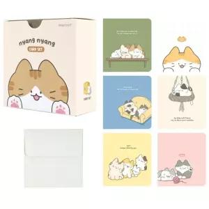 냥냥 카드 세트/편지지/봉투/예쁜/셋트/종이/편지/미니/사각/네모/귀여운/고양이/야옹이/캐릭터/생일