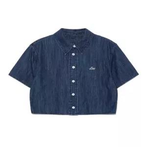 [정품] LEE 우먼 숏 크롭 데님 반팔 셔츠 인디고 다크 LE2502SS62ID