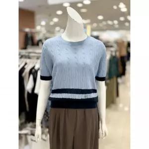 한정수량 소고 배색 라인 울 케이블 니트 AK3TA09 2839800