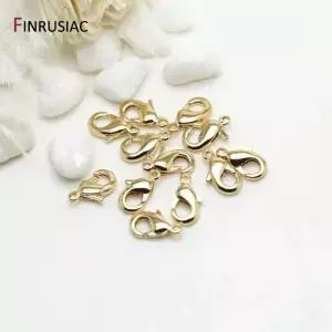 14k 진짜 금 도금된 10mm 로브스터 클래스프 쥬얼리 제작 핸드메이드 DIY 팔찌 목걸이 부자재