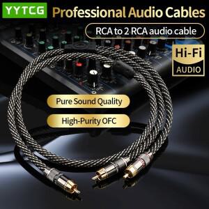YYTCG HIFI RCA to 오디오 케이블 6N OFC 서브우퍼 Y 1 남성 2 스피커  DVD  TV  앰프용