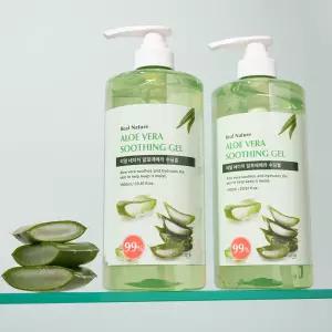(BIG sale 10%즉할!) 리얼 네이처 알로에 수딩젤 수분크림 1000ml 2개 알로에베라 99% 대용량 진정 보습 끈적임 제로