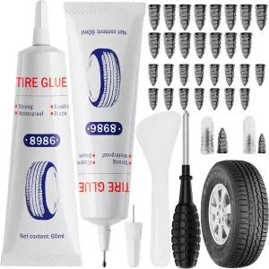 60ML*2 타이어 수리 글루 키트 진공 30 PCS 고무 못 자동차 오토바이 트럭 트랙터의 펑크 플러그