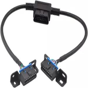 OLLGEN 직각 범용 OBD II 16핀 스플리터 Y 오픈 케이블 J1962 수-듀얼 암 커넥터 GPS 추적기 장치 진단 DIY