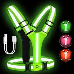 조정 가능 LED 반사 조끼 러너 러닝 기어 조명 USB 충전식 라이트 업  가시성