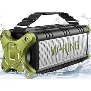 W-KING 블루투스 스피커 무선 90W 최대 음량 휴대용 야외 | 깊은 베이스 IPX6 방수 물에 뜨는 디자인 맞춤형 EQ 40시간 듀얼 페어링 서브우퍼 2개 TF 해변/차고/작업 현장용 대형