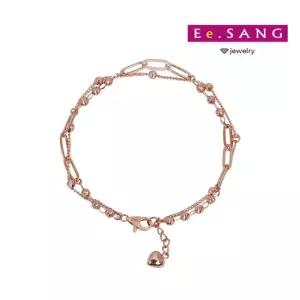 이상주얼리 18k 아르모 금볼 두줄 레이이어드 하트 참 클립 여성 팔찌