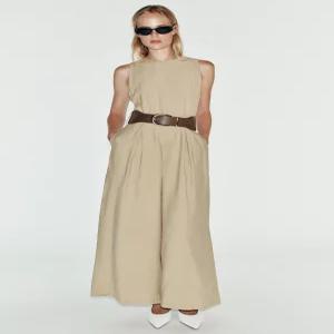 ZARA 콤비 와이드 벨트 점프수트 - 베이지 1165/164/710
