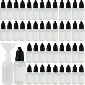 YOOHUA 55PCS/Set 15ML 소형 빈 스퀴즈 드로퍼 병 플라스틱 얇은 팁 휴대용 압착식 액체 캡 및 마개 포함
