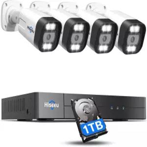 Hiseeu 4K PoE 보안 카메라 시스템 8CH NVR 4Pcs 5MP 유선 실외 IP 야간 투시 동작 감지 방수 홈 비디오