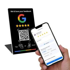 NFC 215 프로그래머블 구글 리뷰 카드 스테이션 테이블 13.56Mhz QR 코드는 스탠딩 연결을 독립적으로 설정