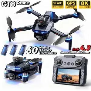 핫 세일 LSRC GT8 드론 4K 프로페셔널 듀얼 카메라 FPV GPS 브러시리스 모터 옵티컬 플로우 호버링 폴딩 쿼