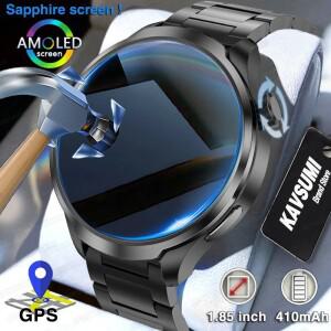 GUHUAVMI 1.85인치 AMOLED HD 스크린 스마트워치 남성용 아웃도어 스포츠 GPS 나침반 고도계 방수 BT 통화