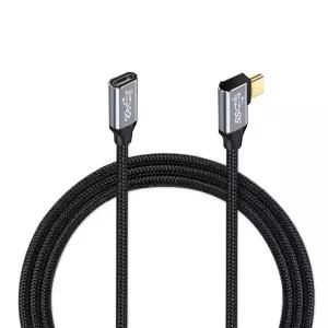 1pcType-C 연장 케이블 코드 100W 직각 굽힘 90도 USB-C3.1 남성-여성 데이터 라인 Type-C 연장 와이어