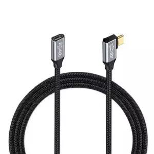 1pcType-C 연장 케이블 코드 100W 직각 굽힘 90도 USB-C3.1 남성-여성 데이터 라인 Type-C 와이어