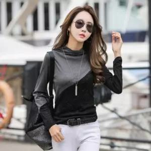 F96611 2컬러 펄 사선 대칭 목티 폴라티 폴라 반목