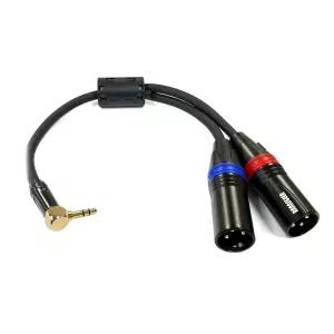 Rannsgeer 3.5mm TRS to Dual XLR Male Y-스플리터 케이블 8인치 스테레오 직각 R7C0B