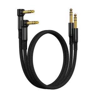 RUXELY 6.35mm TRS 계기 케이블 3.3FT 2팩 직각 90도 1/4인치 남성 잭 스테레오 오디오 코드 일렉트릭 기타