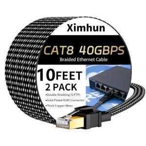 Cat8 랜케이블 3m RJ45 나일론 편조 고속 인터넷선 40Gbps 2개 세트