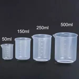 실험실 비커용 플라스틱 측정 컵 눈금 머그잔 주방 베이킹 용품 도구 개 4 50 ml 150 250