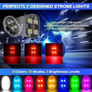 RGB LED 자동차 스트로브 라이트 오토바이 플래시 USB 충전 무선 비행기 헬리콥터 경고등 액세서리