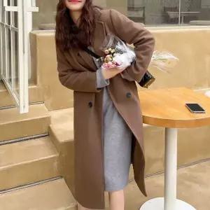 [리빌모아]여자 모직 누빔 안감 더블버튼 일자핏 롱 코트 OCW-CTA-SWF4B15C-R1