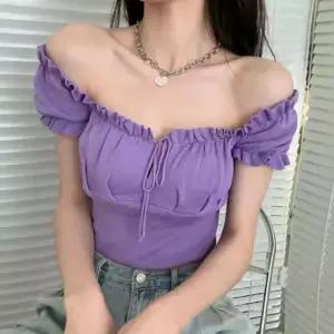 오프숄더 반팔티 셔링 슬림핏 크롭티