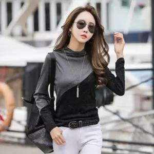 F96611 2컬러 펄 사선 대칭 목티 폴라티 폴라 반목