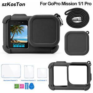 GoPro MISSION 1 PRO/1용 보호 실리콘 케이스 액세서리용 강화 유리 스크린 필름 렌즈 캡 커버