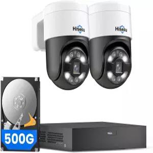 Hiseeu 6MP PoE PTZ 카메라 시스템 2Pcs 유선 330 시야 자동 사람 추적 2방향 오디오 방수 및 차량 감지