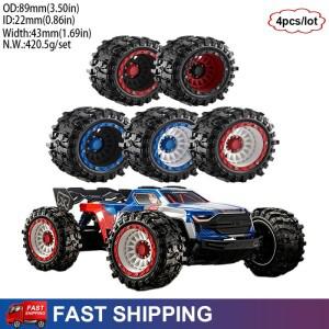 4개입 RC 몬스터 트럭 고그립 대형 타이어 휠 1/14 Traxxas SUMMIT MJX Hyper Go Arrma Kraton 업그레이드