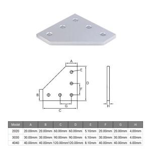 10/5Pcs 5 구멍 90도 T 모양 조인트 보드 플레이트 코너 각도 브래킷 연결 스트립 20 30 40 알루미늄 프로