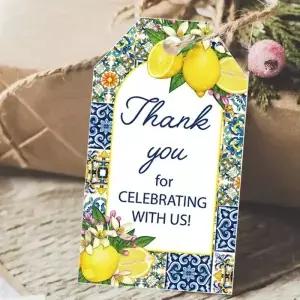 50pcs 레몬 감사합니다 종이 태그 여름 파티 장식을위한 지중해 매달려 레이블 DIY 선물 포장