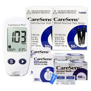 아이센스 케어센스2 플러스 혈당측정기+시험지110매+침210+알콜솜200매 풀구성 (유효기간 2028-02-12) H