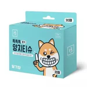 똑똑똑 핑거 양치티슈30매 딸기향) 강아지 양치용 티슈
