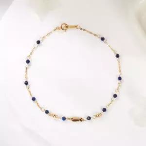 [비앤비골드] 14K/18K 큐티 물고기 라피스라줄리 볼체인 팔찌 PNB42105
