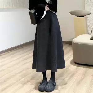 클래식 울 블렌드 A라인 롱 스커트 C25DSK215
