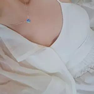 SS1041 여성 캐주얼 스톤 목걸이 아쿠아 블루 유니크 목걸이 실버 92...