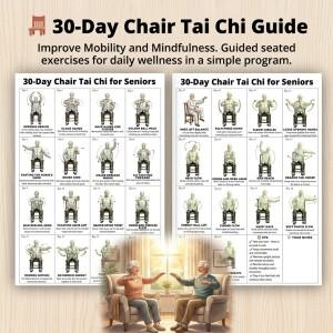 1세트 태극권 피트니스 포스터 코팅지 가정 운동용 노인용 30일 가이드 건강 선물 벽 차트 내구성