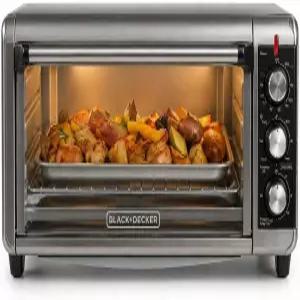 BLACK+DECKER TO3250XSBD 8슬라이스 초광폭 컨벡션 조리대 토스터 오븐 베이크 팬 브로일 랙 및 토스팅