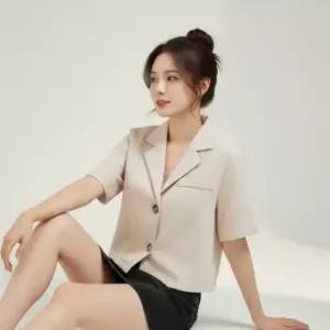 정장 시스첼 숏 오피스룩 스타일 소매 반팔 여름자켓 자켓 크롭 시원한 린넨 재킷
