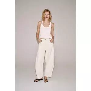 ZARA JEANS ZW COLLECTION BALLOON 미드라이즈 - 스크래치 화이트 6840/244/251
